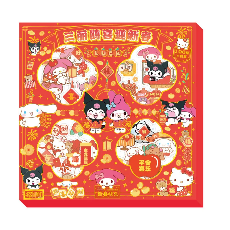 산리오 귀여운 시나모롤 쿠로미 마이 멜로디 스티커, 노트북 소녀 산리오 마이 멜로디 애니메이션 스티커, 어린이 장난감 선물, 100 개