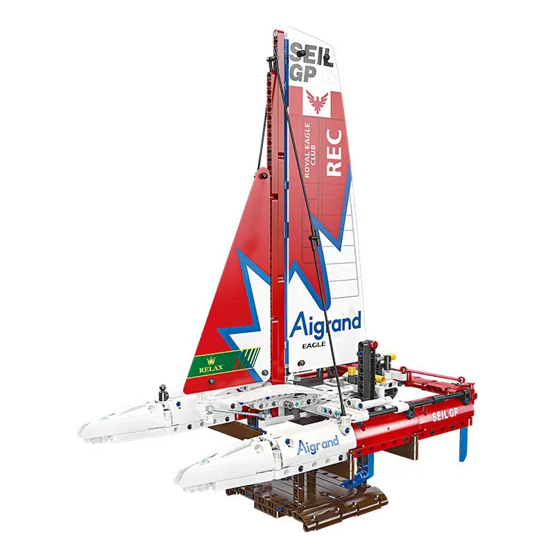 733 Pz F50 Aliscafo Barca A Vela Building Blocks Tecnico Racing Yacht Ocean Sailing Ship Mattoni Giocattoli Da Costruzione Per I Bambini