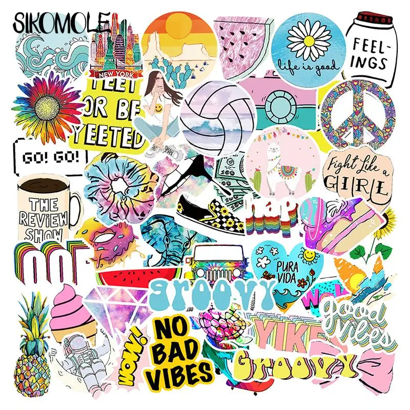 10/30/50/100 шт. разноцветные Мультяшные наклейки VSCO Girl чемодан для скейтборда гитара