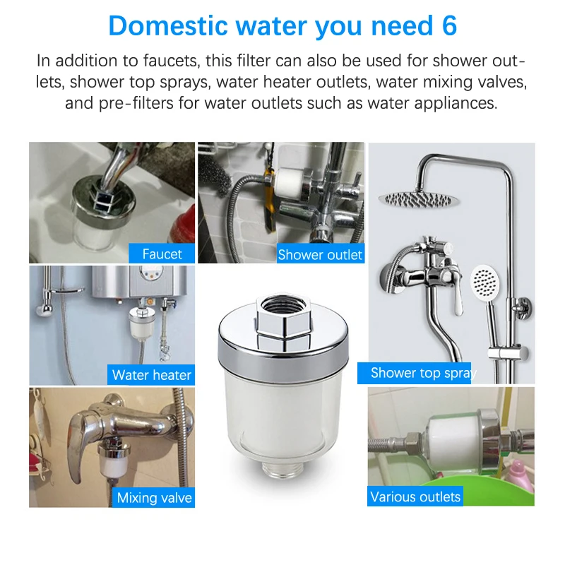 

Бытовая розетка, универсальный очиститель воды для душа, фильтр для ванны, предварительный фильтр спереди для кухни и ванной комнаты