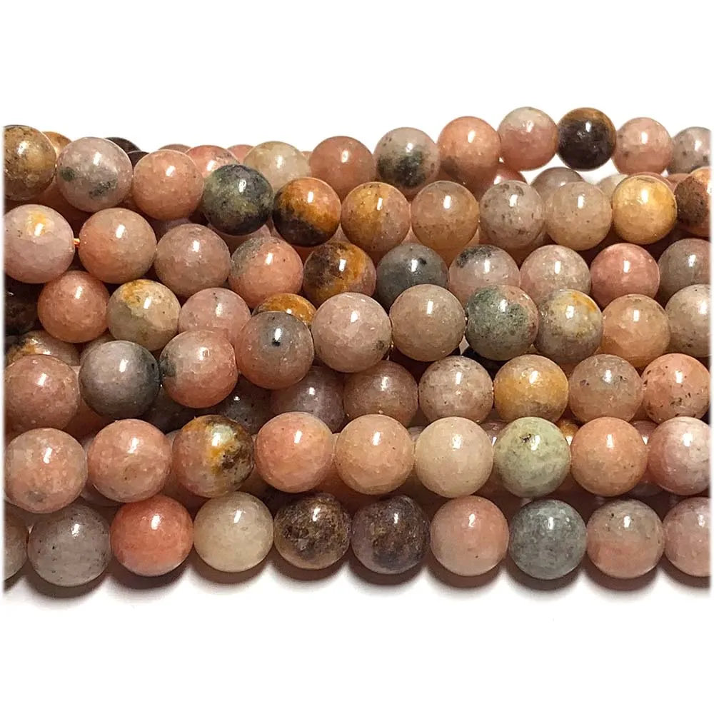 

Veemake Natural South Africa Orange Pink Calcite Stone Round Jewellery Loose Ball Beads 15.5" 07950