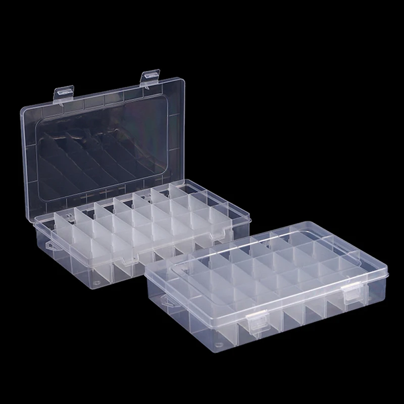

1pc Rectangular 24-Grids Plastic Transparent Box Embroidery Floss Organizer Box Dustproof Storage Box Eyelash Cosmetic Organizer