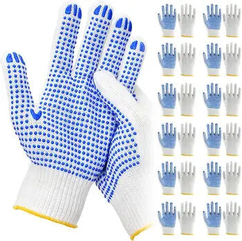 12pair High Quality Thickened Labor Protection Gloves Wholesale Wear-Resistant Anti-Slip Cotton Yarn Car Repair Gloves