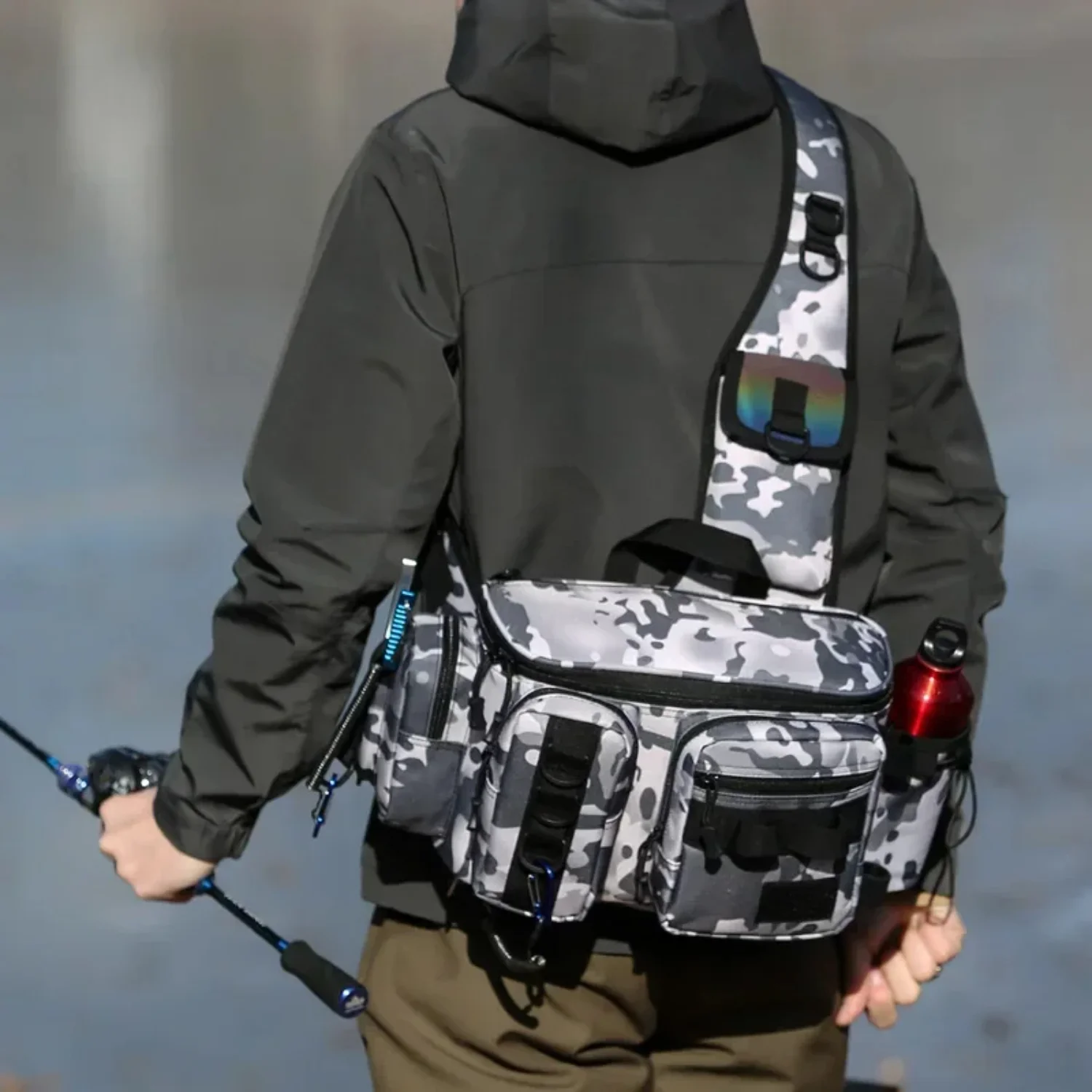 Fishing Shoulder Multifunctional Fishing Waist Pack Nylon Large Multi Pocket Waterproof Outdoor Sports Riding