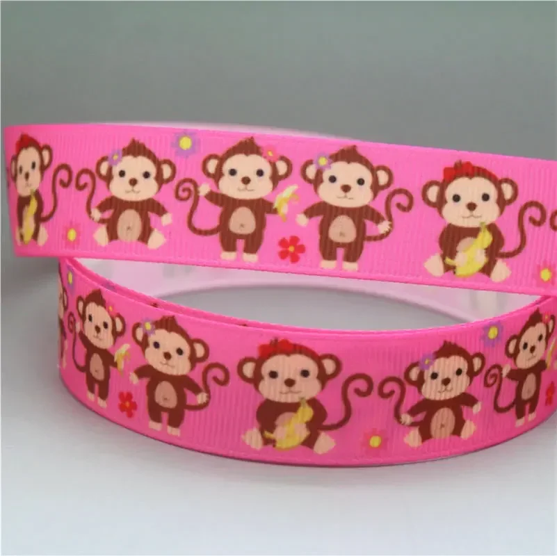 DHK 22mm 10yards Koala Elephant Animals Printed Grosgrain Ribbon Accessories Headwear Decoration Collar DIY Sewing Craft B2414