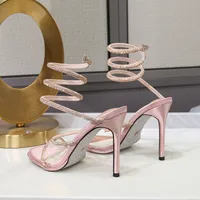 Sandales gladiateur à talons hauts fins pour femmes, chaussures de Rhde soirée, biscuits de luxe, ficelle autour de cristal, salle d'été, mode 3