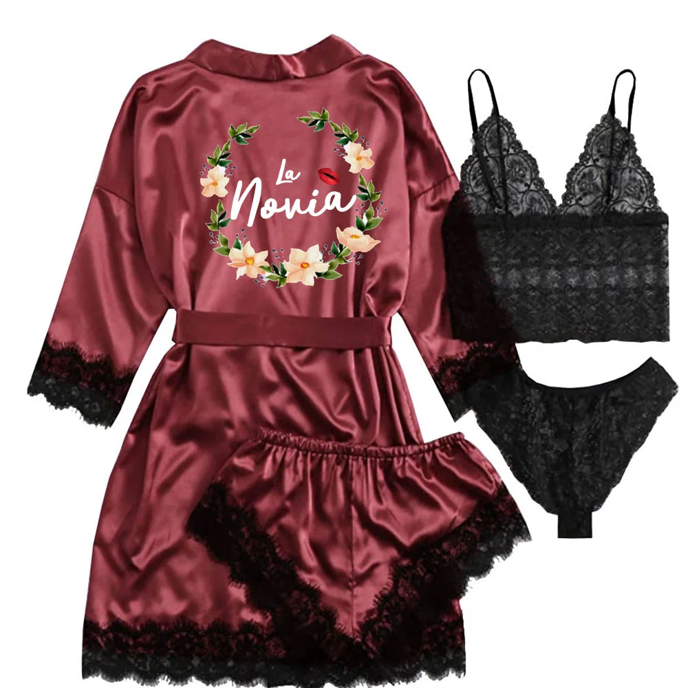 

Атласная пижама-кимоно для свадебной вечеринки