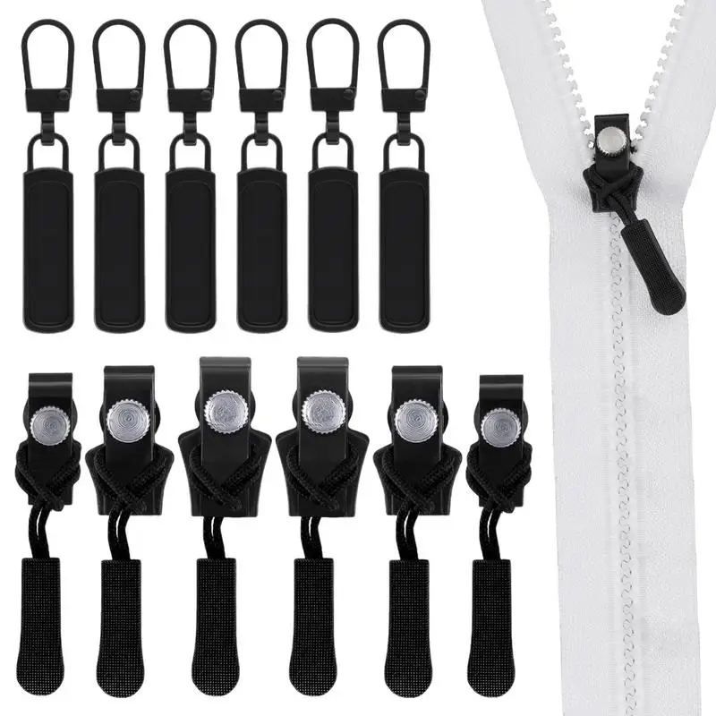 Zipper Replacement Kit Set Of 12 Metal Zipper Repair Tool Instant Head Replacement 3 Different Sizes Detachable Slider