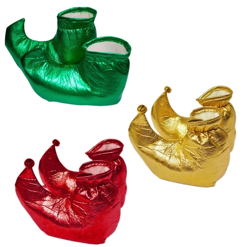 Metallic-Farben-Clown-Schuhe, Elfen-Schuhüberzüge für Weihnachten, Halloween, Verkleidung für Erwachsene, Clown-Überschuhe für