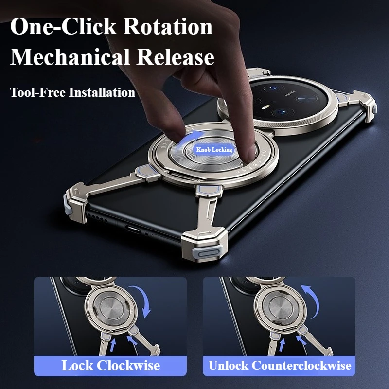 Oatsbasf Bezel-less Shockproof Phone Case with 360° Rotatable Magsafe Stand