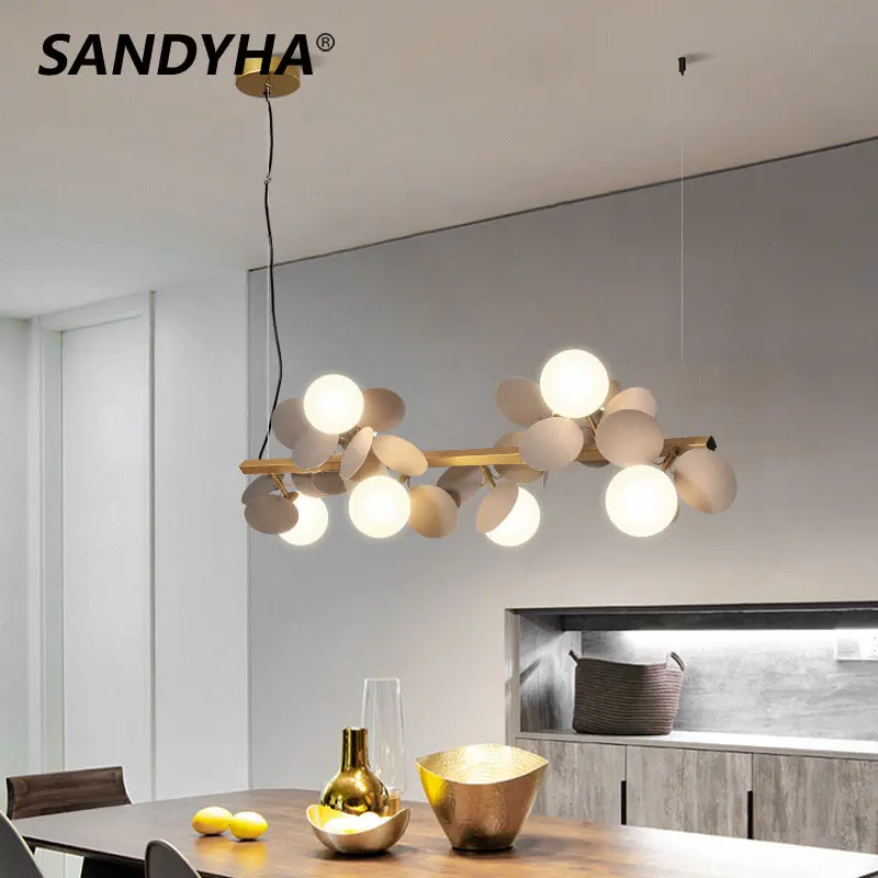 

Modern Long Chandeliers Glass Balls Ceiling Pendant Light Gold LED Interior Lamps Living Dining Room Kitchen Home Decor Bedroom