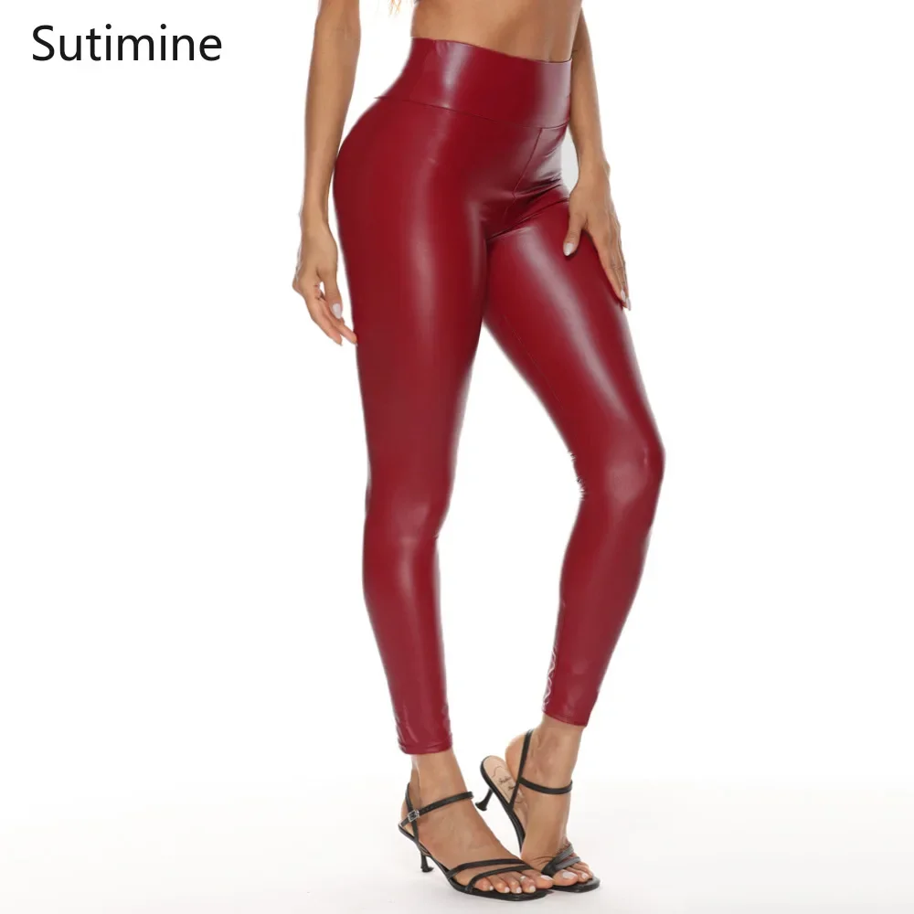 Plus Size Faux Leather Leggings  Stretch Leather Sexy Leggings