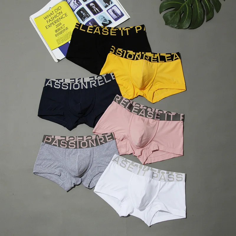 Men Trunks Cotton Underwear Pouch Bulge Underpants Male Boxer Fashion Letter Slip Homme Breathable 3D Crotch Panties Knickers