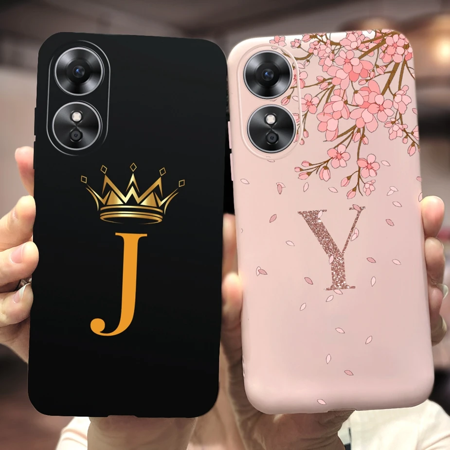 For Oppo A17 Case Cph2477 Luxury Couple Letters Cover For Oppo A17 A 17 Oppoa17 2022 Soft