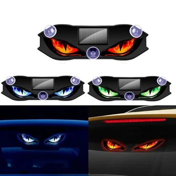 Luce Decorativa Wireless per Auto a Energia Solare, Effetto Occhio di Demone, Luce di Avvertimento Lampeggiante Dinamica, Luci di Segnalazione di Sicurezza per Veicoli