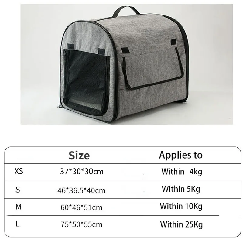 Dog Carrier Bag Pet Car Travel Crates Vehicle Folding Soft Bed Collapsible Kennel House Portable