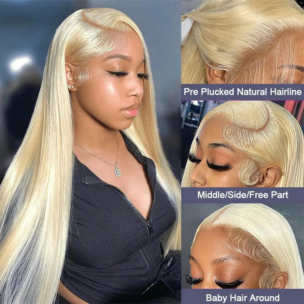 Blonde 613 Straight Wigs Human Hair 13x6 HD Lace Front Human Hair Wigs 200%Density 613 Lace Front Brazilian Remy Wig 26 Inch