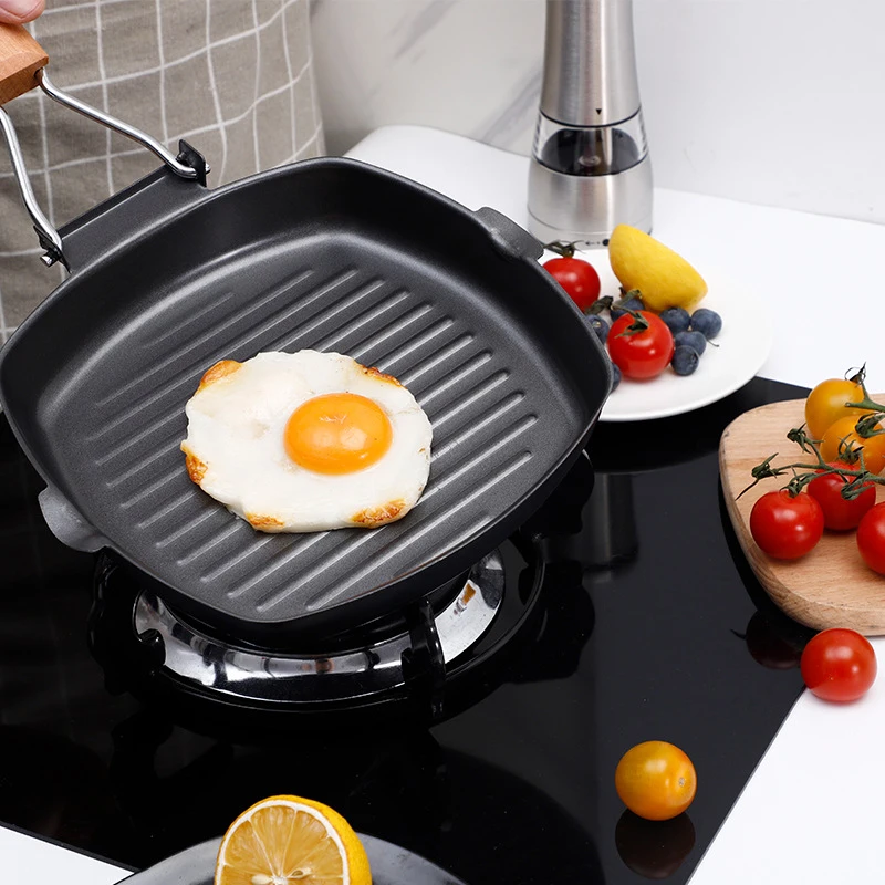 New Frying Pan-grill Removable Handle Black Kitchen Tableware