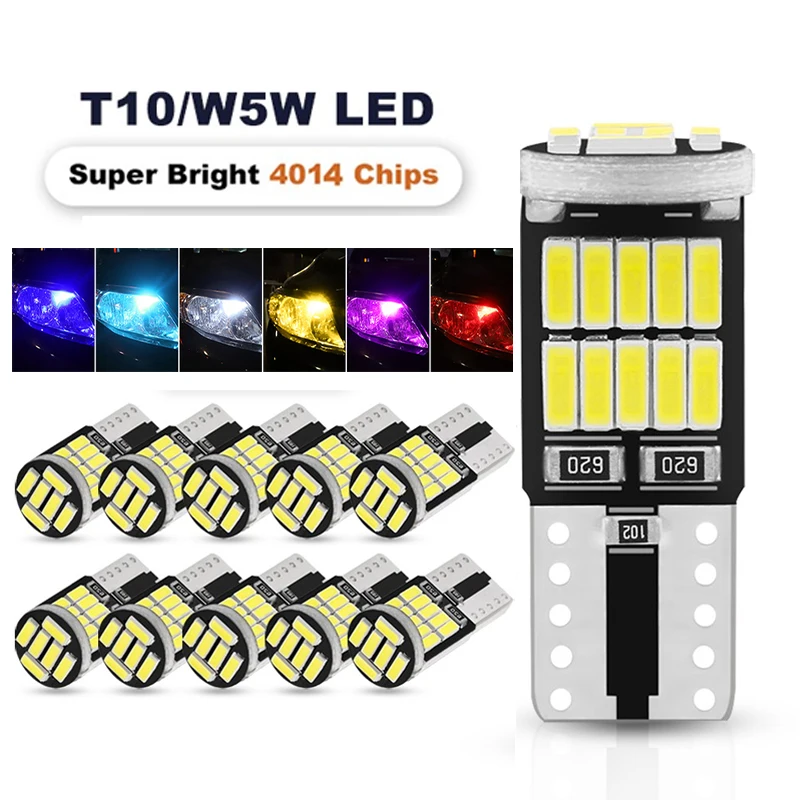 

2/6/10pcs T10 W5W 194 501 Led Canbus No Error Car Interior Light T10 26 SMD 4014 Chip Pure White Instrument Lights Bulb Lamp