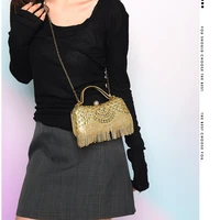 Women Hand Bag Rhinestone dinner bag, tassel hand-held banquet bag, fashionable socialite evening gown, single shoulder slanted - Image 5