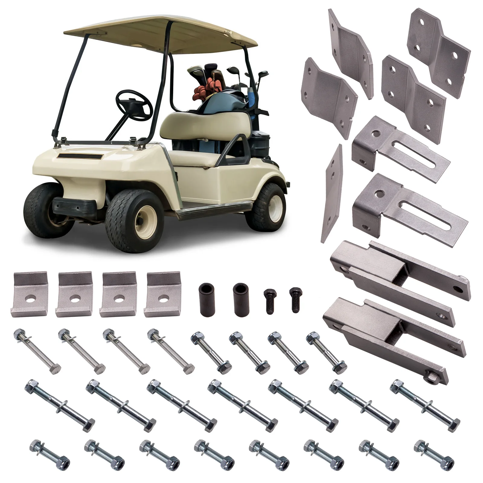 

Комплект блочного подъемника 4 дюйма, передняя часть для Yamaha Golf Cart G14 G16 G19, Противоударная нагрузка 85000psi, аппаратные удлинители