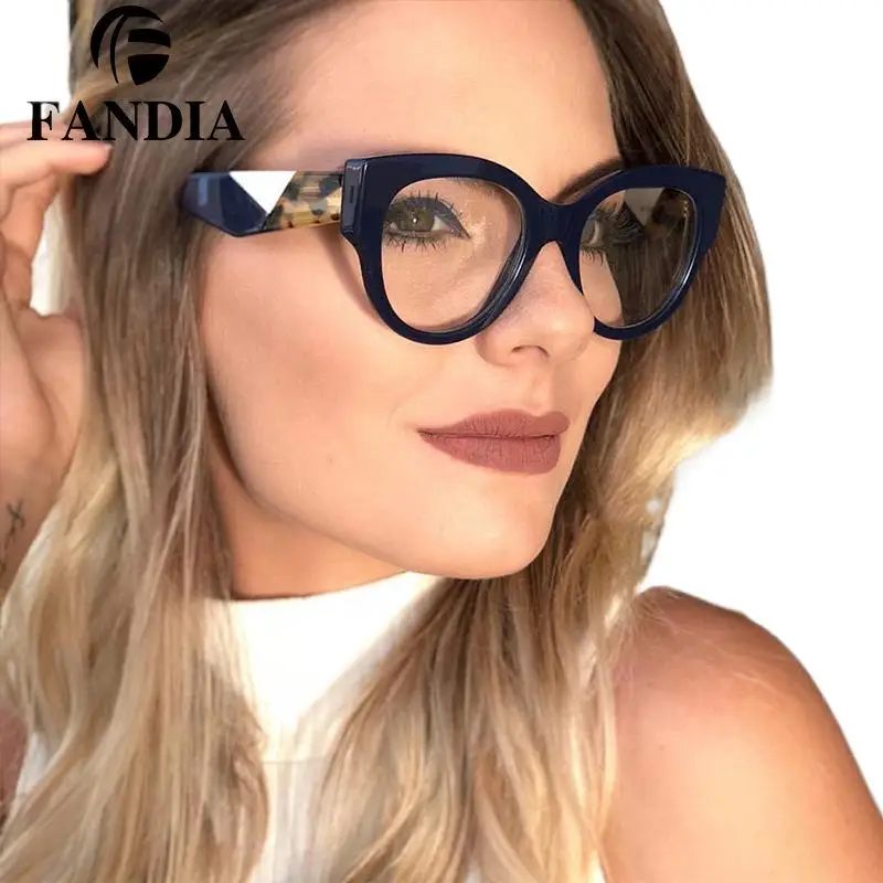 

92161 fashion new large frame plain glasses women's quality anti-blue light glasses frame can be equipped with myopia glasses