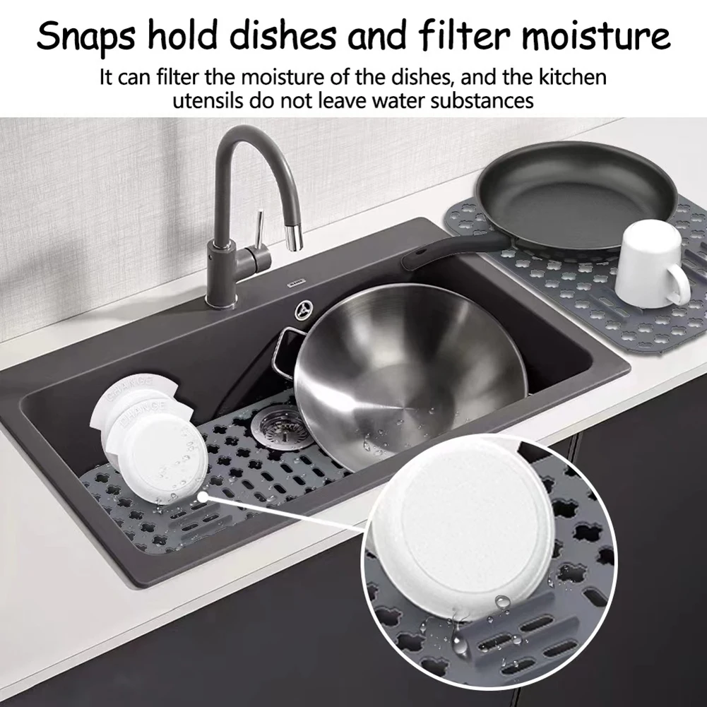 Multifunctional Silicone Sink Mat Insulation Pad Kitchen Drainer Bottom  Protection Anti-scratch Slip Anti-splash Filter Mesh