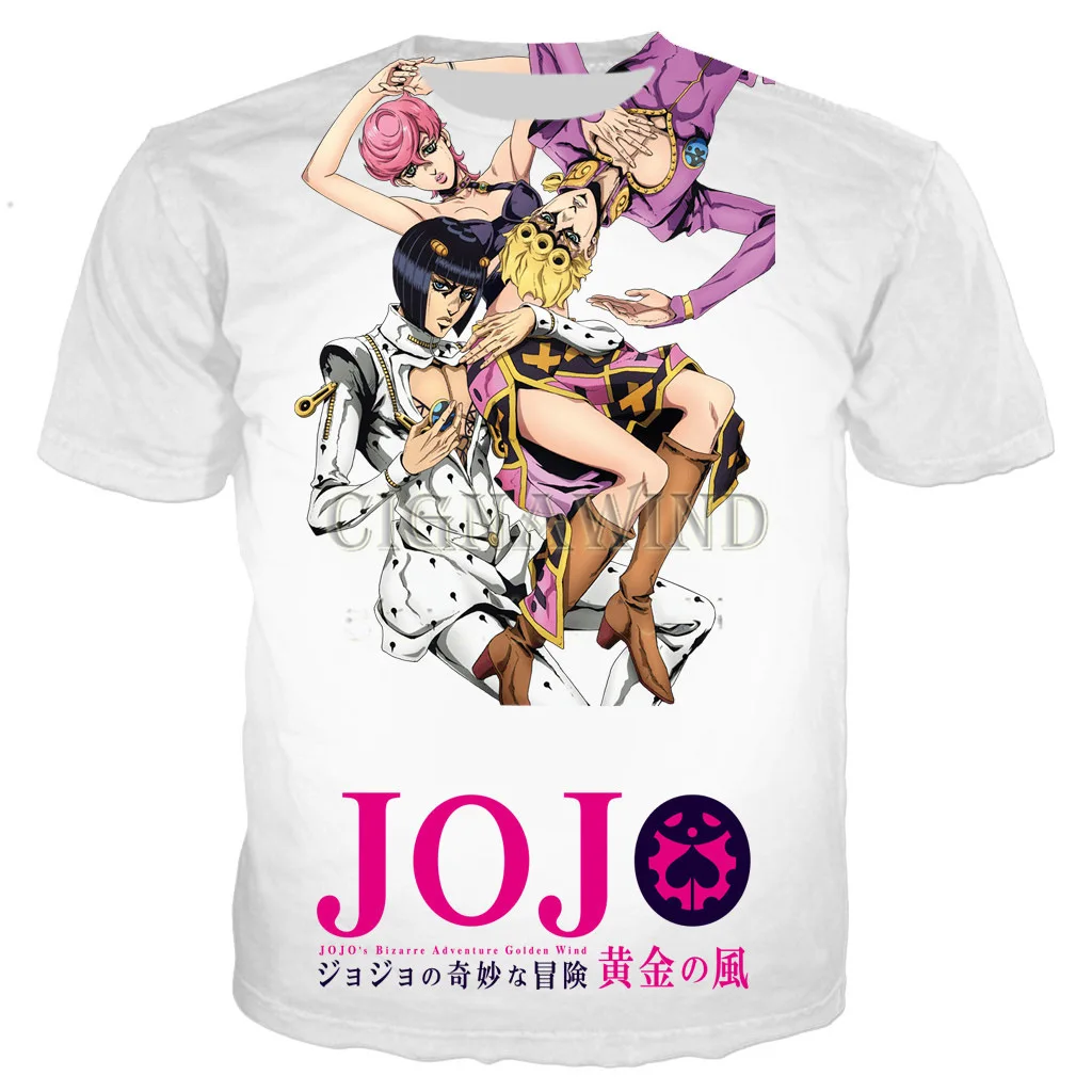 Anime JoJo's Bizarre Adventure 3d T Shirt Women Men Kawaii Harajuku Unisex Summer Short Sleeve Boys Girls Oversized T-shirts black t shirt