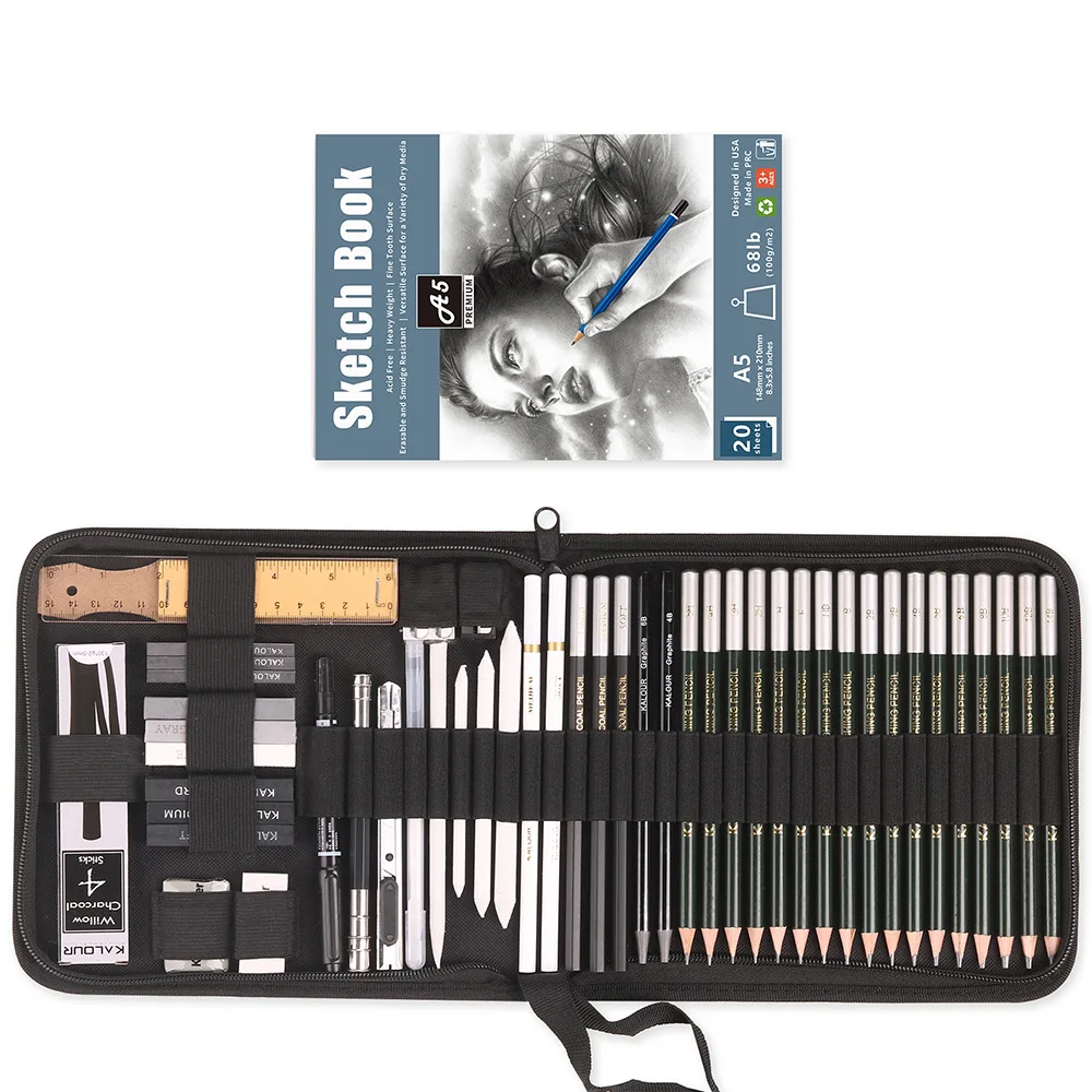 54pcs Hot Sale of Drawing Sketching Pencil Art Painting Set Tools for Professionals or Beginners School Art Supply 1 set of blending stumps artist charcoal sketch drawing tools art beginners sketching drawing tools