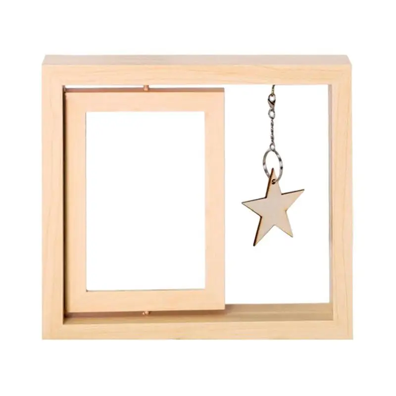 

Double Sided Floating Rotating Picture Frame 4x6inch Wooden Engagement Photo Frame Rustic Couple Family Photo Frame Display