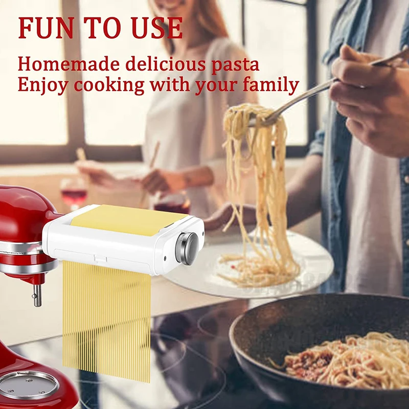 For KitchenAid 3 in 1 Spaghetti Fettuccine Healthy Homemade Pasty Noodle Maker Cutter Wide Dough Roller Attachment Pasta Maker