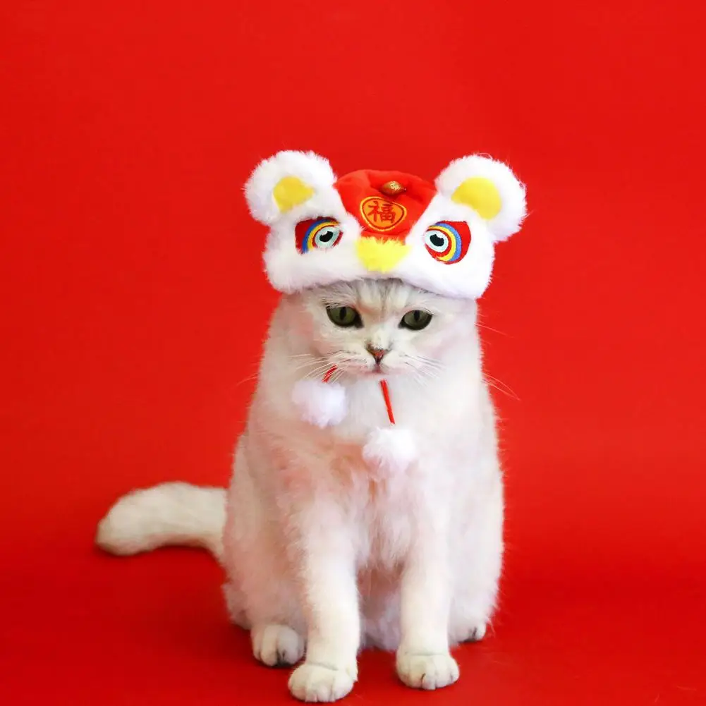 

Cute Pet Hat Chinese Style Cartoon Design Plush Pet Hat Soft Warm Lion Dance Hat for Dogs Cats for New Year for Dressing