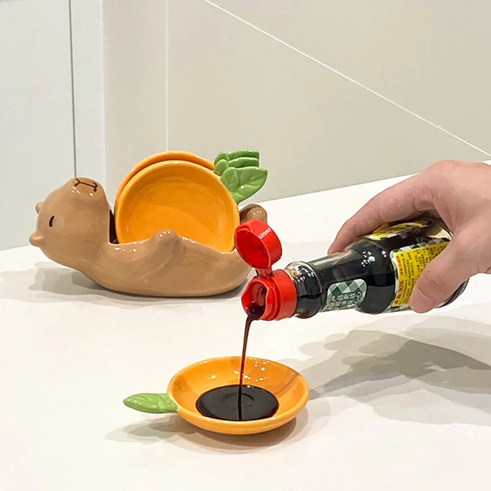 Household High Beauty Simple Dip Dish Sauce Creative Cute Cartoon Storage Set Vinegar Dish Seasoning Kitchen Supplies