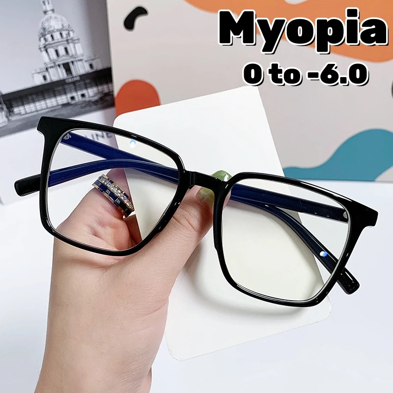 

Ultralight Anti-blue Light Near Sight Glasses Retro Square TR90 Frame Myopia Finished Glasses Optical Spectacle Eyeglass