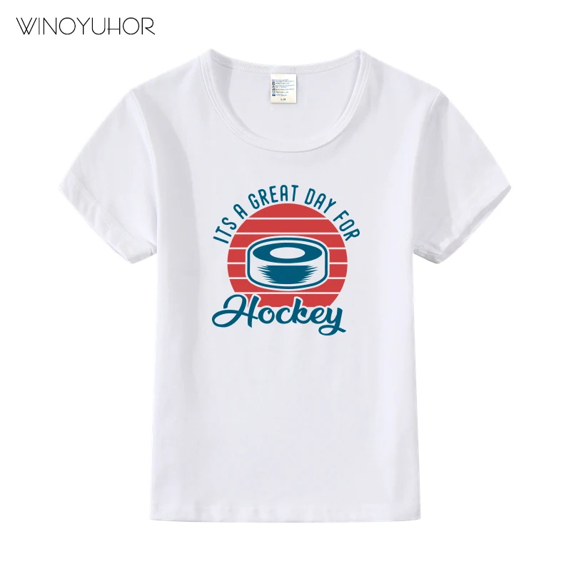 

It's A Great Day For Hockey T Shirt Kids New Summer Casual T-Shirts Baby Boys Girls Game Playing Short Sleeve Tee Tops Children