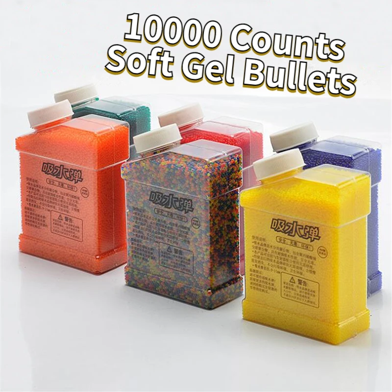

1 Bottle & 10000 Pcs Color Crystal Soft Water Bullets Gun Toy Paintball Mud Grow Beads Balls Soil Guns Accessories Toys for Boys