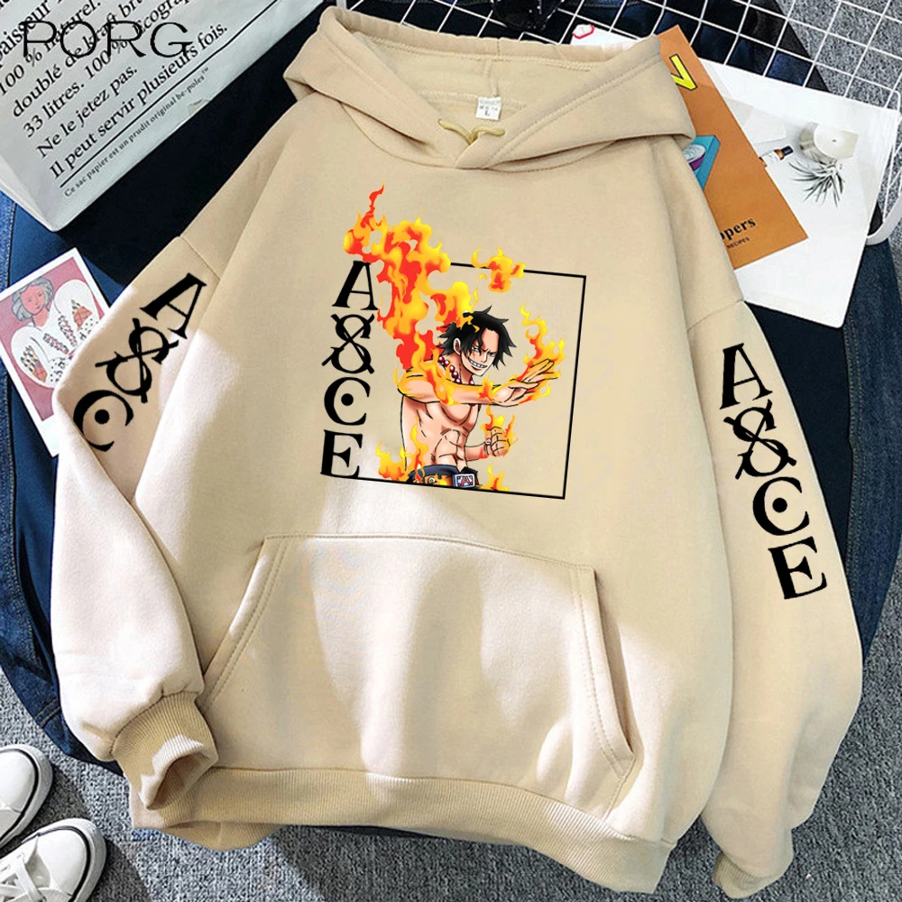 

2022 Japanese anime cartoon printed Ace men's Hoodie casual sweater ladies loose sportswear kawaii couple wear
