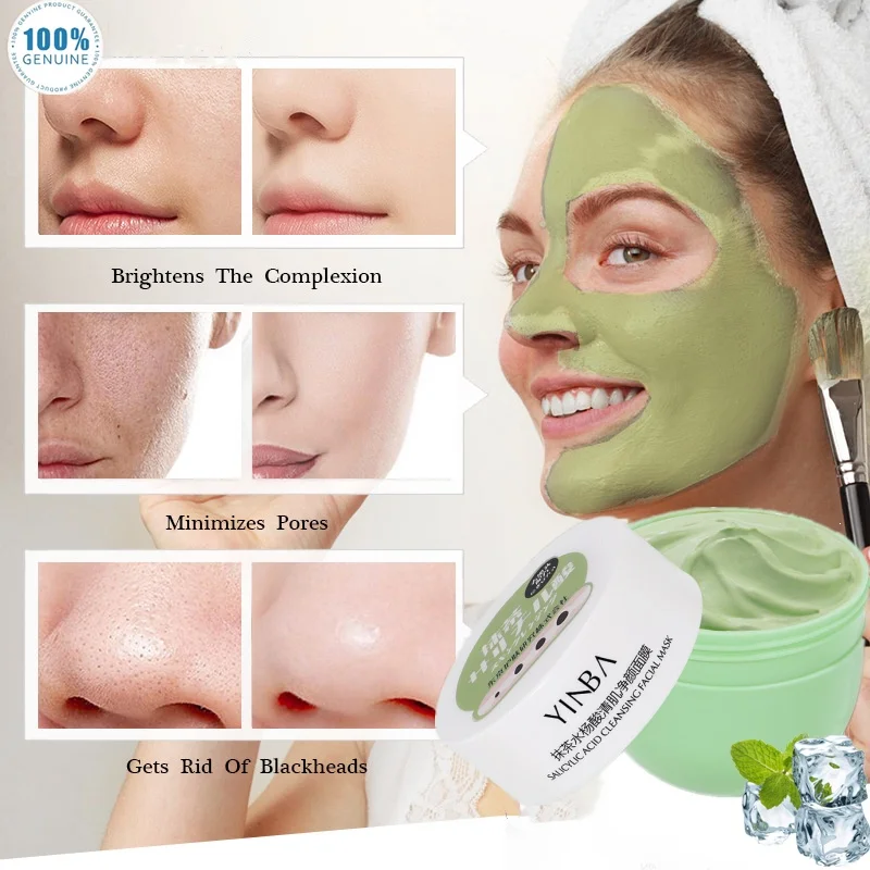 

Matcha Salicylic Acid Cleansing Mask 150g Controls Oil Shrinks Pores Removes Blackheads Moisture Mud Mask