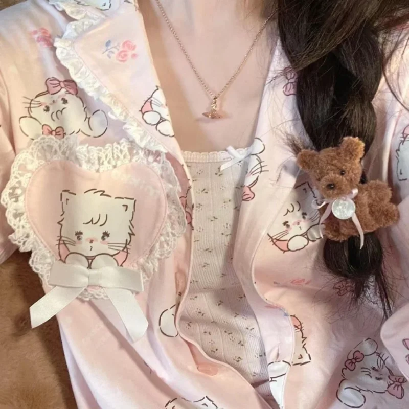 Nuovo Kawaii Mikkot Pink Bow Cute Cat Rabbit Spring Cartoon Pigiama Set Anime Home Abbigliamento Dolce Studenti Ragazze Giocattoli Regali