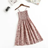 Summer Chiffon Camisole Sleeveless Dress Women Mini Dresses Fashion Elastic  Waist Casual Spaghetti Strap Dresses Vestidos Girls - Image 2