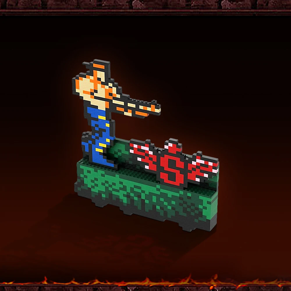 Gobricks Moc Game Controcted Figure Blue Sprites Building Blocks Scroll Shooting Single Player Game Bricks Toys Boy Birthday Gift