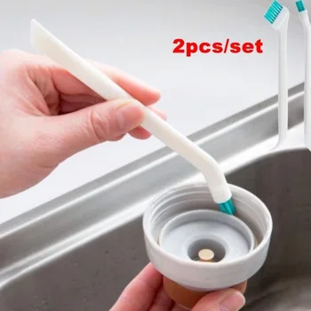 Brosse de nettoyage étroite à long manche, portable, pour biberon, outil de cuisine domestique, petite brosse, 2 pièces/ensemble