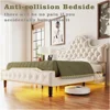 Queen Size LED Bed Frame, Queen with 58" Tall Tufted Headboard, Sturdy and Noiseless, Cream Bed Frame, Queen Bed Frame 4