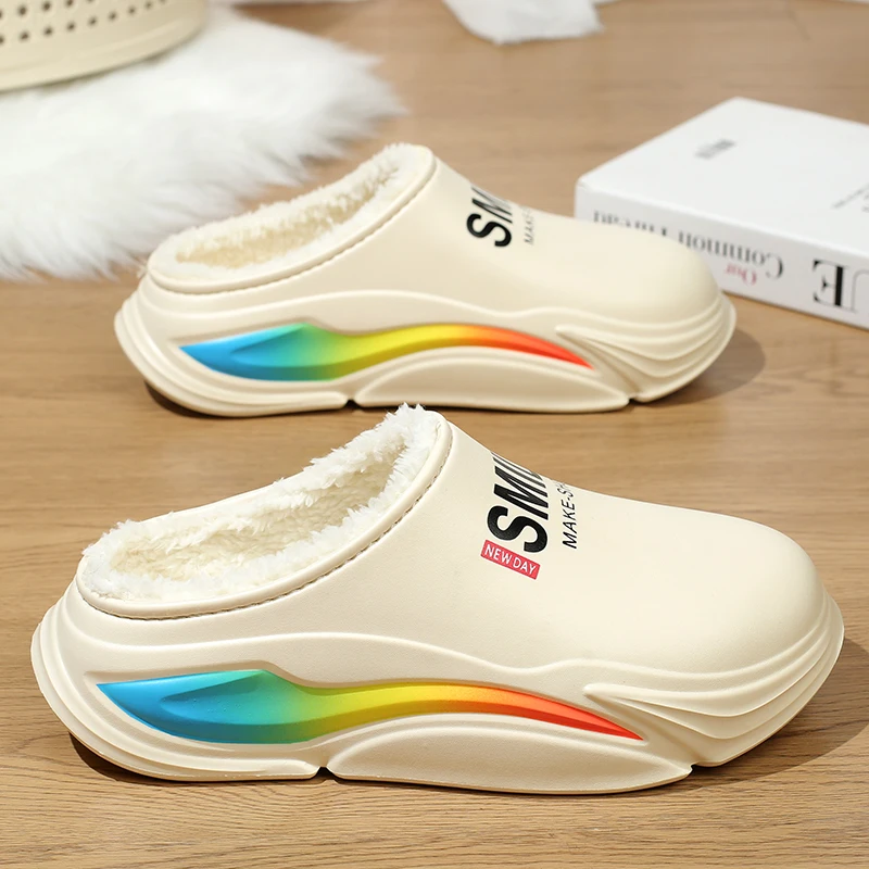 Winter Men Warm Slippers Cotton Slippers Outdoor Indoor Warm Shoes Waterproof Mens Comfortable Home Bedroom Plush mens winter slippers