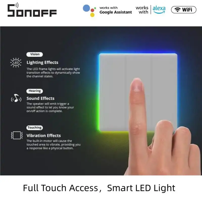 Sonoff Tx Ultimate Smart Wall Switch Full Touch Access Led Light Edge Telecomando Ewelink Multi-Sensoriale Tramite Alexa Google