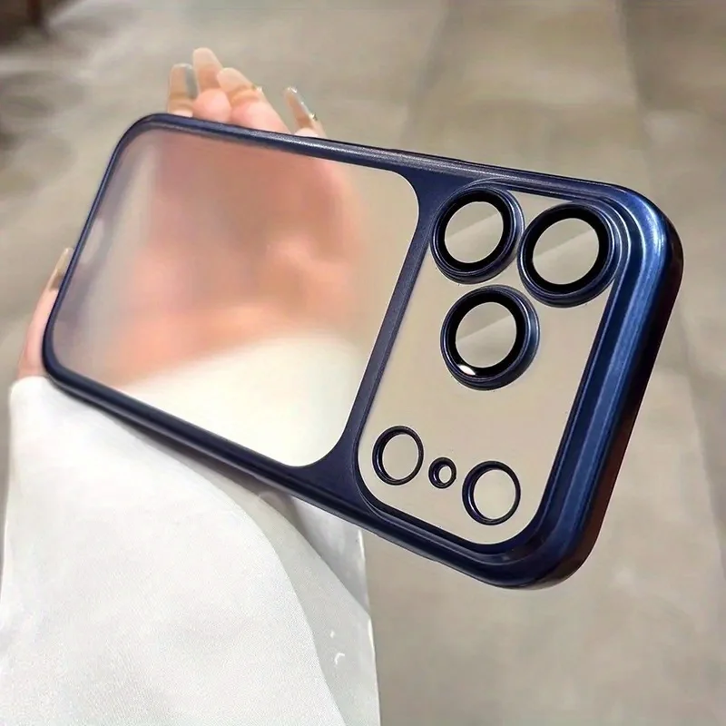 Luxury Frosted Transparent PC Hard Case with Built-In Lens Protection