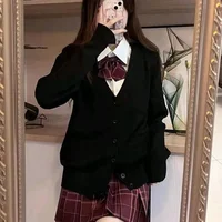 Fashionable single breasted long sleeved solid color cardigan - elegant women's V-neck knit design, Full score daily collocation 2