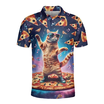 Cartoon Cute Cat 3D stampato Polo per uomo vestiti felino Pet unicorno manica corta Harajuku moda divertente animale bambini top