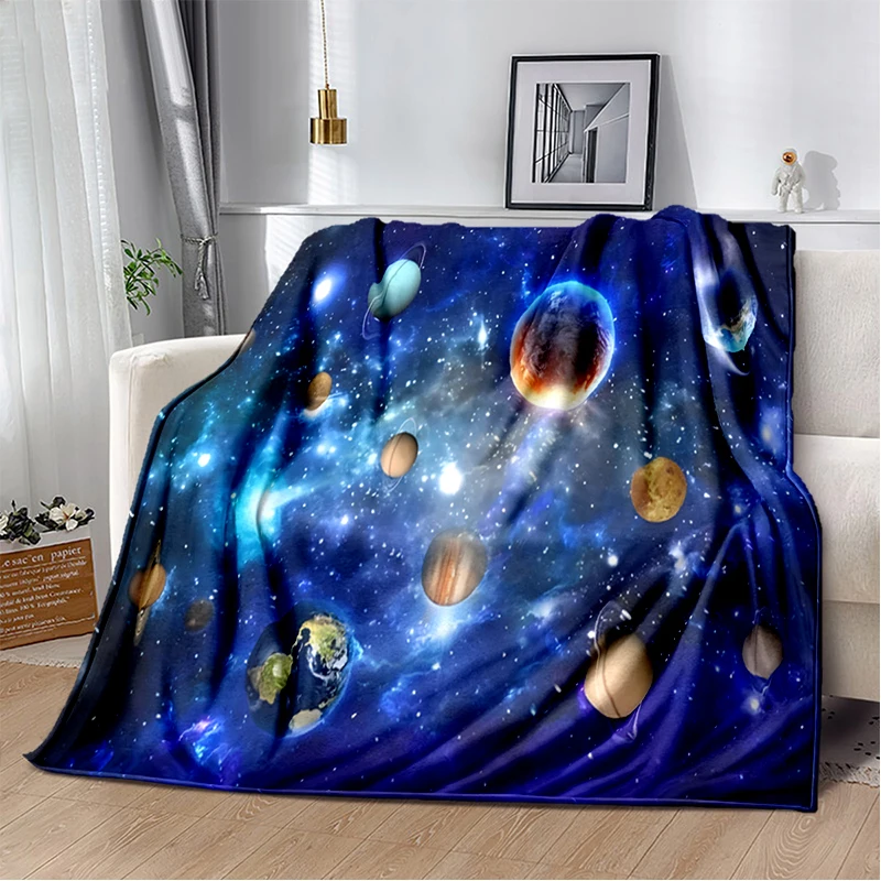 

Фланелевое Одеяло с рисунком звездного неба на солнечной батарее, мягкое теплое покрывало для дивана, кровати, мультяшное одеяло для кемпинга и пикника для детей и взрослых, современный подарок