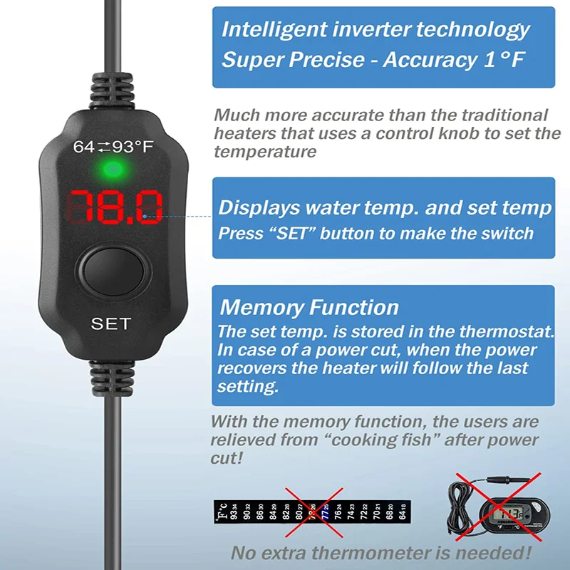  Zerodis Calentadores de acuario, Mini Calentador Sumergible  Termostato Automático Peces de Calentamiento de Peces de Acuario Calentador  de Peces de Acuario 50W Calentador de Acuario : Productos para Animales